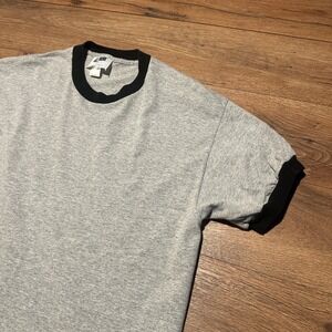 Vintage USA Gray Black Ringer T-Shirt Mens Large L Short Sleeve Retro Tee